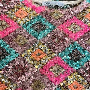Zara sequin long sleeve crop top.
